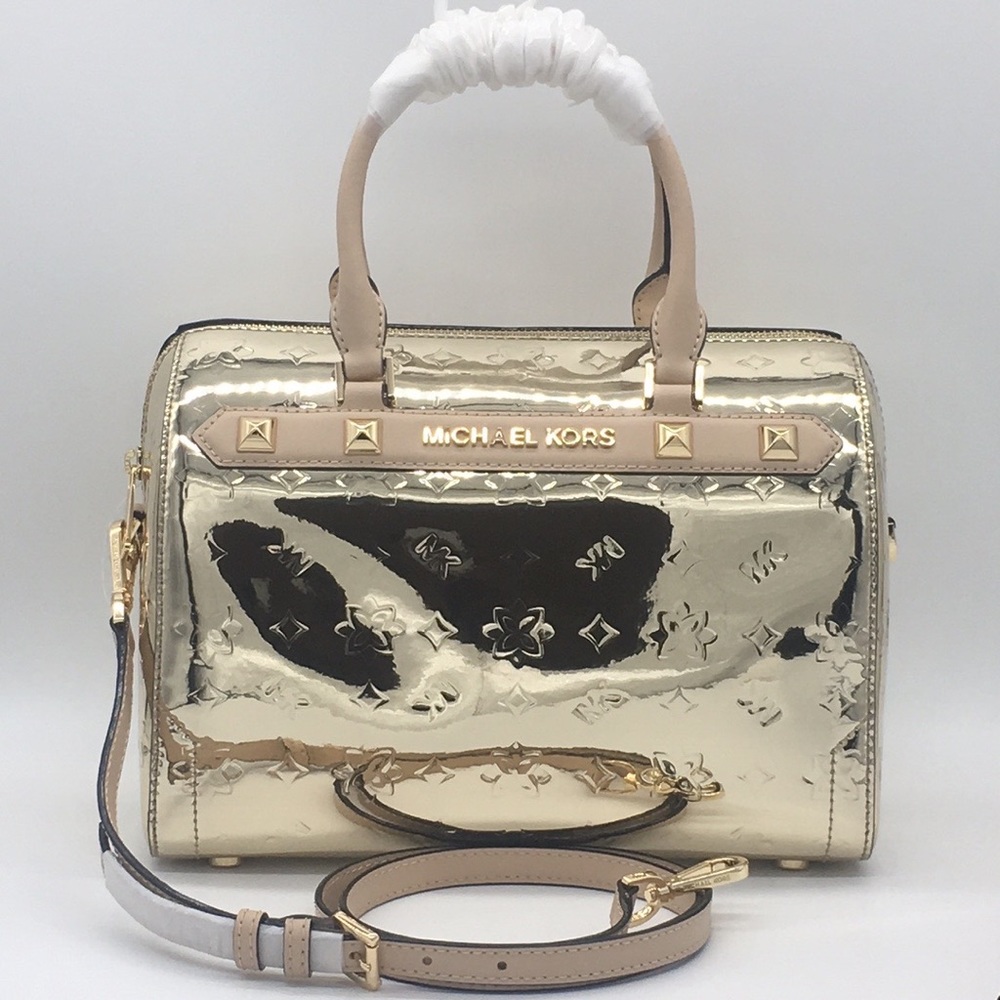MICHAEL KORS KARA LG DUFFLE SATCHEL PALE GOLD - Picture 6 of 16